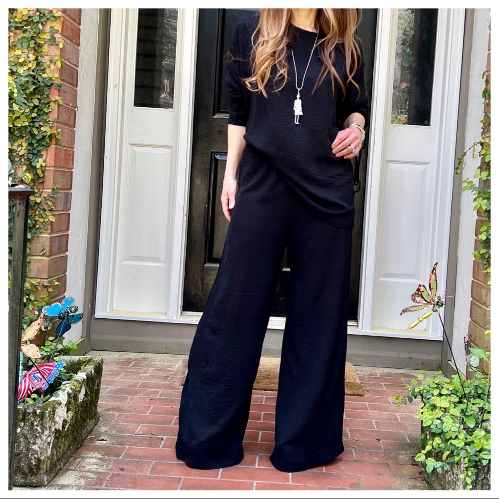 MADE IN FRANCE! FABULOUS WIDE LEG PANT AND TUNIC  TOP 2 PIECE SET - Picture 5 of 6